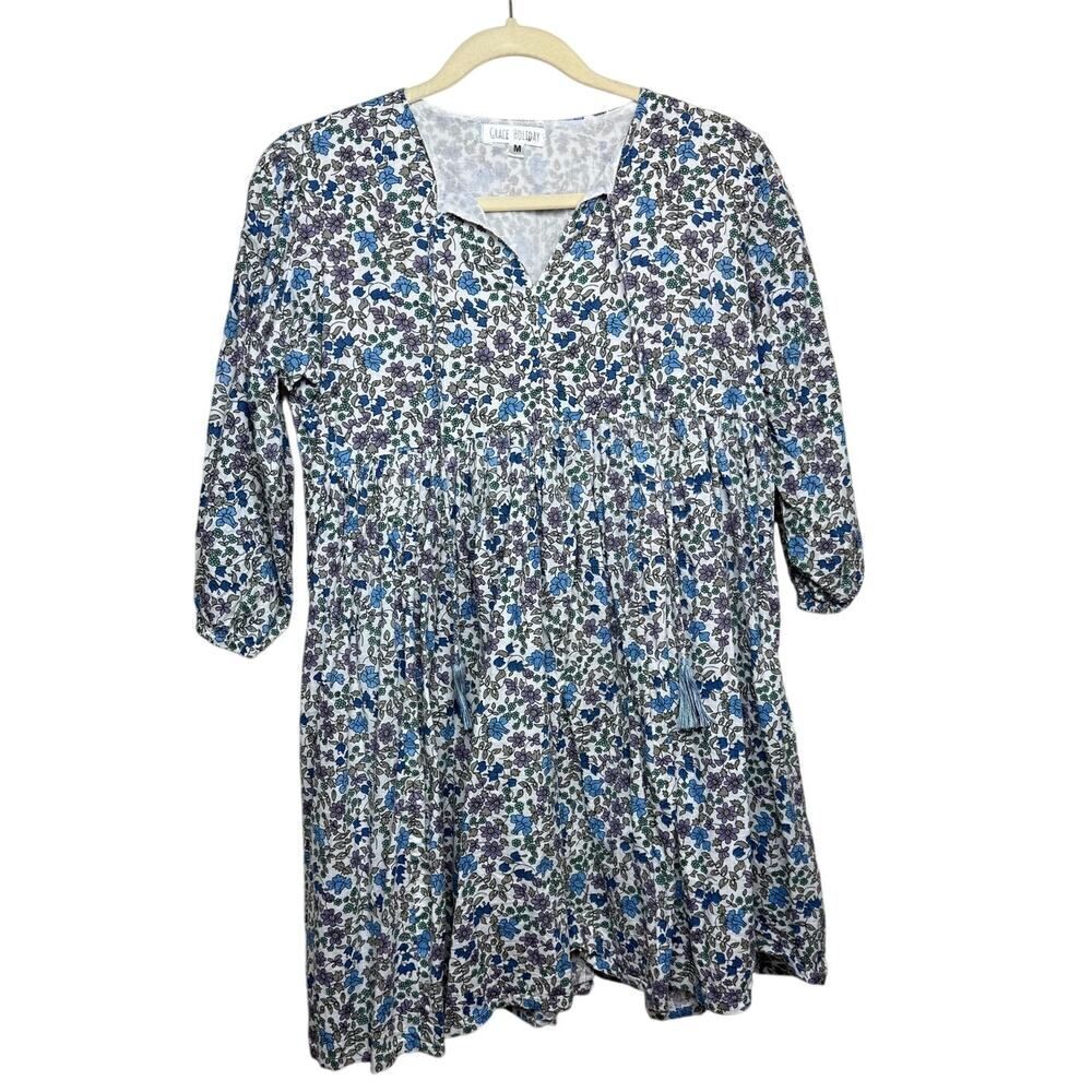 Grace Holiday Floral Tunic Mini Dress Sz. M